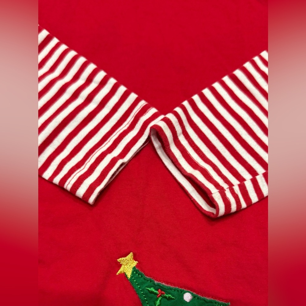 Christmas Holiday Appliqué Dress Bunnies Tree Long Sleeve Girls Size 4 Cotton - Picture 7 of 8